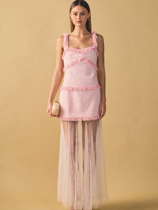 Endless Rose Dresses & Skirts - Tweed and Sheer Overlay Maxi Dress NWT